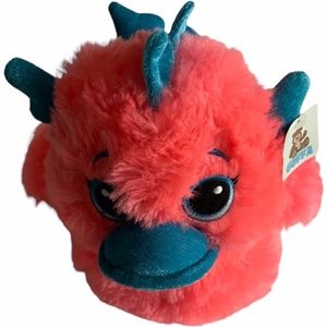 Vintage Goffa Plush Duck Dragon Hot Pink and Blue Big Eyes 10"  Rare